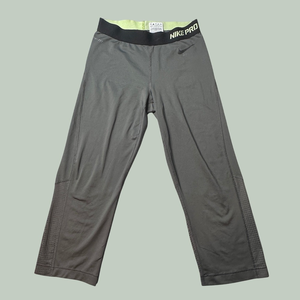 Nike Leggings Womens M Nike Pro Dri-FIT Gray Mesh Panel Capri Training Pants